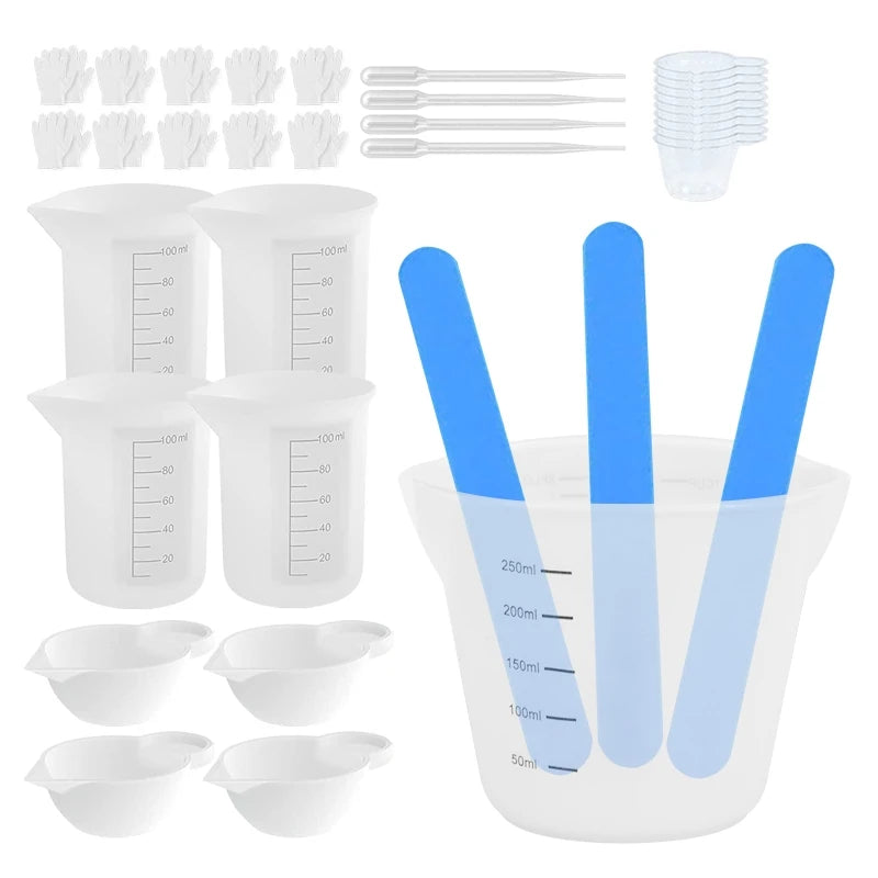 Silicone Resin Measuring Cups Set for DIY Epoxy Mixing