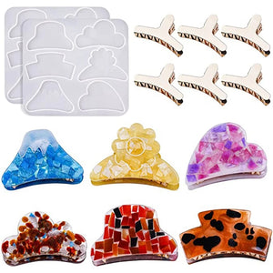 Silicone Resin Mould + Metal Hair Clips - DIY Jewelry for Ladies