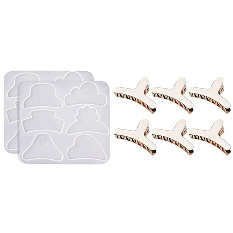 Silicone Resin Mould + Metal Hair Clips - DIY Jewelry for Ladies