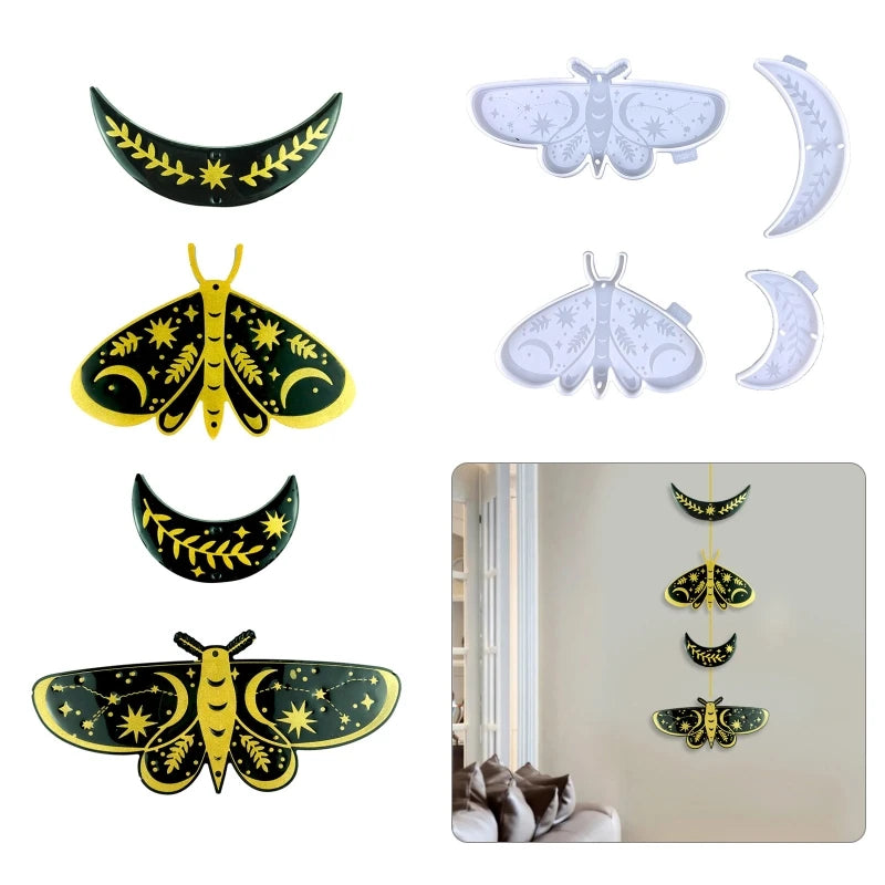 Silicone Resin Moulds Moon Butterfly Mold Keychain Pendant Epoxy Casting Mould