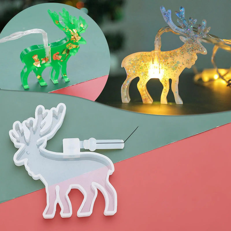 Silicone Resin Snowflake Elk Keychain Pendant Christmas Decor