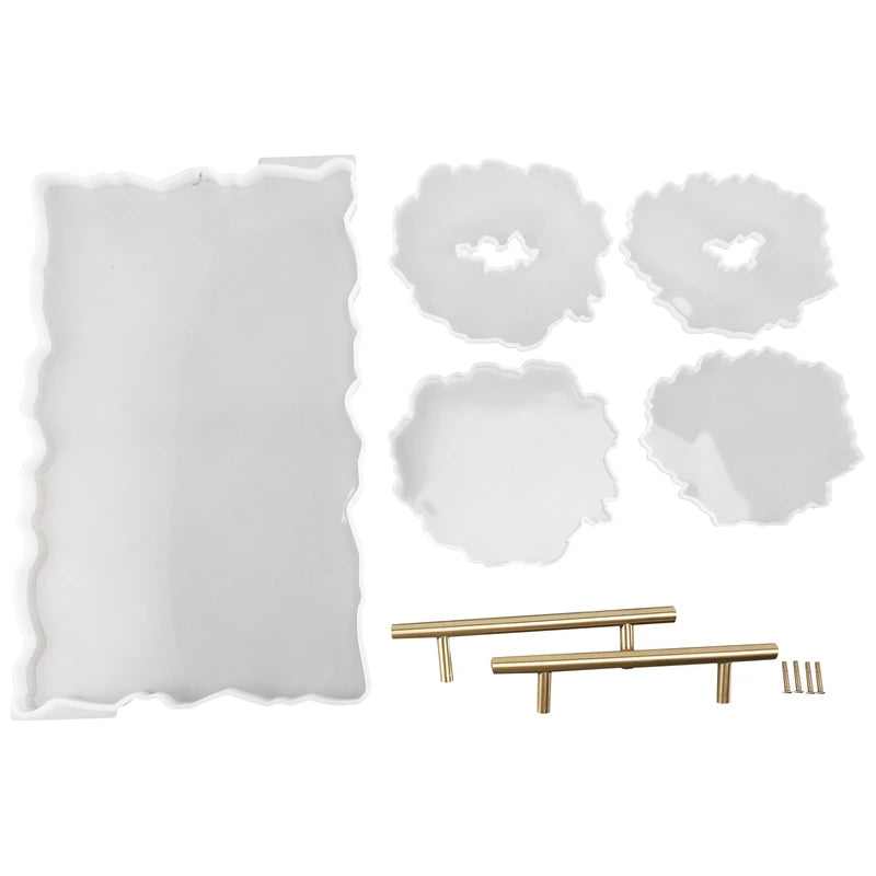 Silicone Resin Tray Molds Set with Coaster Molds & Handles