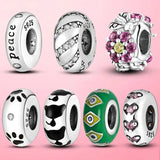 Silicone Spacer Beads 925 Sterling Silver & Silicone Stopper Charm for Bracelet