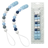 Silicone Teething Beads Holder Pacifier Clips for Baby Boys or Girls, 2 Pack