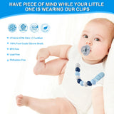 Silicone Teething Beads Holder Pacifier Clips for Baby Boys or Girls, 2 Pack