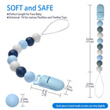 Silicone Teething Beads Holder Pacifier Clips for Baby Boys or Girls, 2 Pack