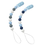Silicone Teething Beads Holder Pacifier Clips for Baby Boys or Girls, 2 Pack