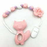 Silicone Teething Pacifier Clip with rose flower - Universal Soother Clip