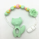 Silicone Teething Pacifier Clip with rose flower - Universal Soother Clip