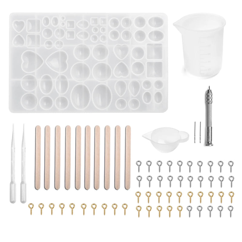 Silicone UV Mold Heart Resin Cabochons Molds Jewelry Making DIY Tools Set