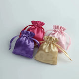 Silk Satin Drawstring Bag with Ribbon for Jewelry Hair Travel