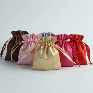 Silk Satin Drawstring Bag for Jewelry Hair Travel Watch Shoes Diamond Bead Ring