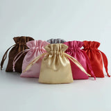 Silk Satin Drawstring Bag with Ribbon for Jewelry Hair Travel