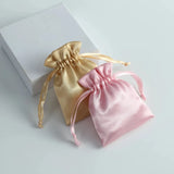 Silk Satin Drawstring Bag with Ribbon for Jewelry Hair Travel