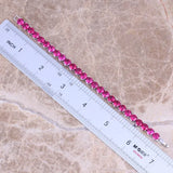Red Cubic Zirconia Link Chain Bracelet 7 inch