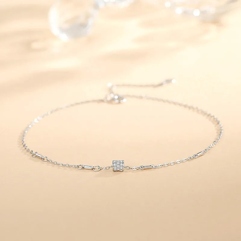 Silver 925 Women's Anklet Foot Bracelet Birthday Gift
