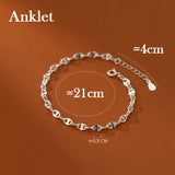 Silver 925 Anklet Chain Leg Women's Hand Bracelet On Foot 16 Adjustable