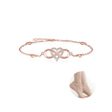 Silver Infinity Heart Anklet with Cubic Zirconia Rose Foot Chain