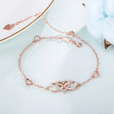 Silver Infinity Heart Anklet with Cubic Zirconia Rose Foot Chain