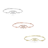 Silver Infinity Heart Anklet with Cubic Zirconia Rose Foot Chain