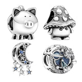 Silver 925 Charms for Women Bracelets DIY Piggy Mushroom Star Moon