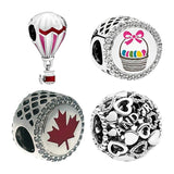 Silver 925 Beads, Heart Balloon Travel Bag Flower Charms
