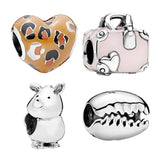 Silver 925 Beads, Heart Balloon Travel Bag Flower Charms