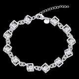 925 Silver Crystal Cubes Chain Bracelet For Women