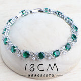 Silver 925 Bridal Jewelry Set Green Zircon Wedding Earrings Rings Bracelet