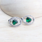 Silver 925 Bridal Jewelry Set Green Zircon Wedding Earrings Rings Bracelet