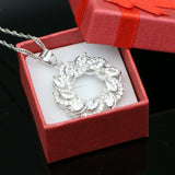 Silver 925 Bridal Pendant Necklace CZ Crystal Wedding Accessories
