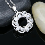 Silver 925 Bridal Pendant Necklace CZ Crystal Wedding Accessories