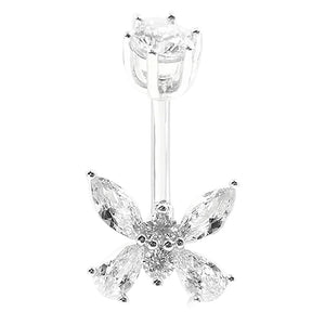 Silver 925 Butterfly Piercing Navel Belly Button Rings Body Jewelry