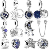 Silver 925 Charm Milky Way Astronaut Stars Moon Pendant