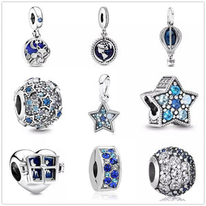 Silver 925 Charm Rabbit Dangle Stars Pav? Bead fit Pendant Charms Bracelet DIY