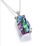925 Silver Tourmaline Pendant Topaz Leaves Necklace