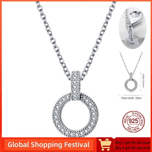 Silver 925 Double Ring Pendant Necklace for Women