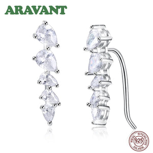 925 Silver Climber Earrings CZ Drops Sterling Silver Jewelry