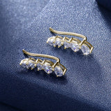 925 Silver Climber Earrings CZ Drops Sterling Silver Jewelry