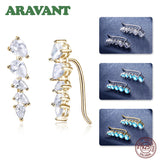 925 Silver Climber Earrings CZ Drops Sterling Silver Jewelry