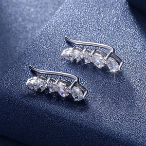 925 Silver Climber Earrings CZ Drops Sterling Silver Jewelry