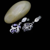925 Silver Purple Cubic Zirconia Earrings for Women