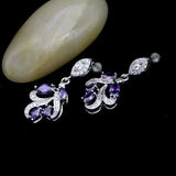 925 Silver Purple Cubic Zirconia Earrings for Women
