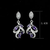 925 Silver Purple Cubic Zirconia Earrings for Women