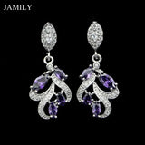 925 Silver Purple Cubic Zirconia Earrings for Women