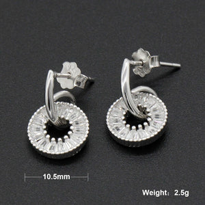Silver 925 CZ Earrings for Women Girls Wedding Gift