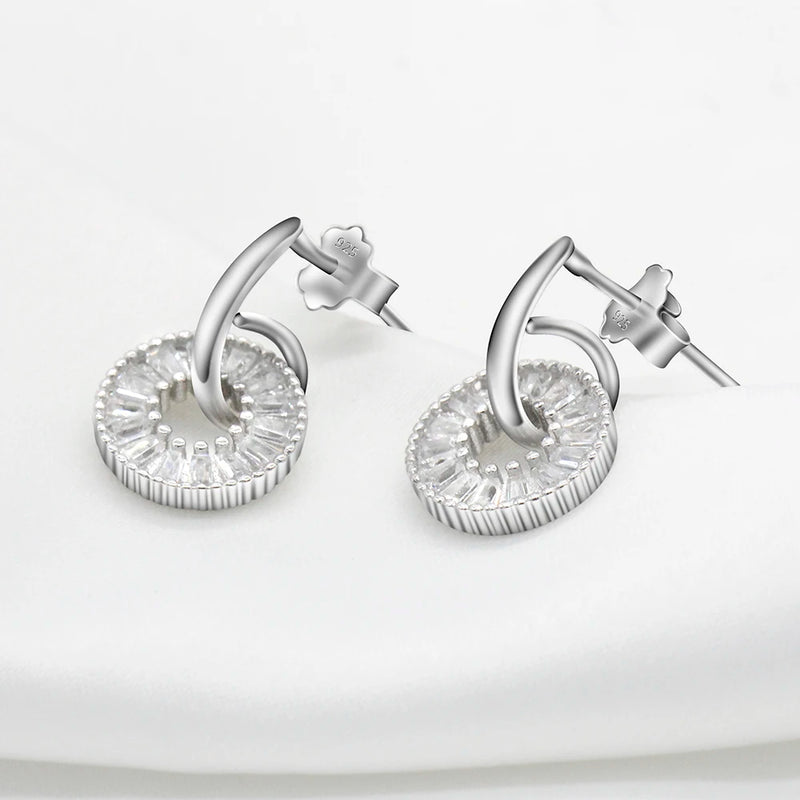 Silver 925 CZ Earrings for Women Girls Wedding Gift