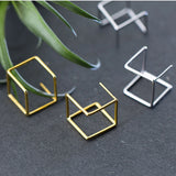 Vintage Silver 925 Square Earrings Minimalism Charm Party Jewelry