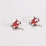 Fox Drop Earrings 925 Silver with Natural Garnet Stone Inlay