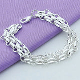 Silver 925 Three Layers Chains Charm Bracelet For Women